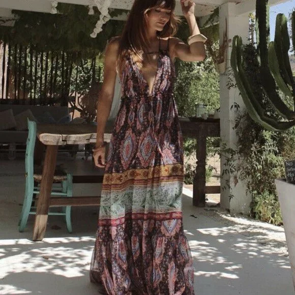 Zara Paisley Print Flowy Maxi Dress - Picture 4 of 16